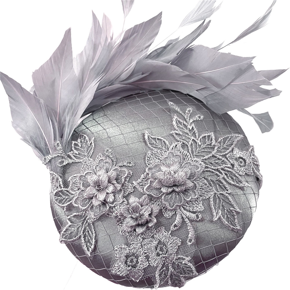 Mooie Mode Vrouwen Bruiloft Hoed Bridal Dames Bruiloft Fascinators Hoofdband Met Fancy Feather Party Gelegenheid Haar Accessoires: GRAY