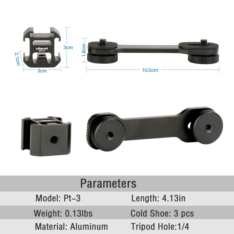 Ulanzi PT-3 Triple Heißer Schuh Mount Adapter Mikrofon Verlängerung Bar für Zhiyun Glatte 4 DJI Osmo Tasche Gimbal Zubehör