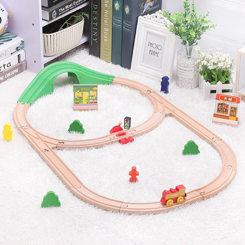 Binari del Treno di legno Set Ferroviario Magia Brio Puzzle Giocattoli Educativi Per i bambini Regalo Di Compleanno Giocattolo Elettrico Treni per I Bambini: 15