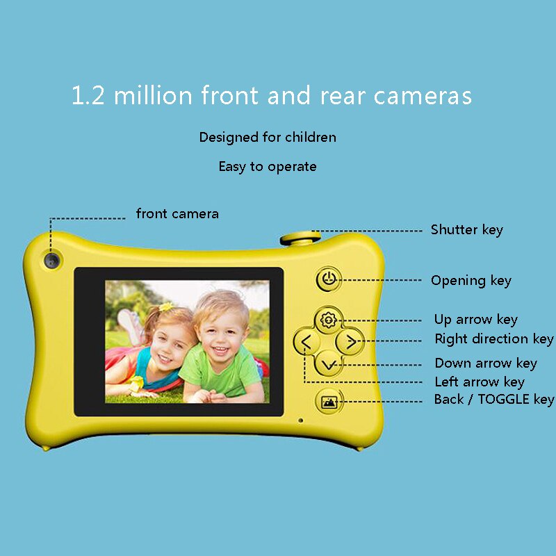 Kids Camera Plastic Shell Cute Mini Cartoon Digital 5V/1A Support Expansion 32GB SD Card SLR 1-1.5 Hours Manual Camera