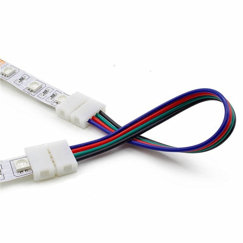 5pcs/lot 4 Pin RGB LED Strip Connector Wire Female Cable Free Welding Extension Connector for RGB Non-Waterproof LED Tape Light: 2 Head 4pin