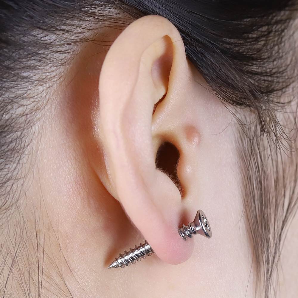 Punk gothic rostfritt stål skruv örhängen för män svarta gyllene örhängen pendientes hombre bijoux smycken kvinna tillbehör