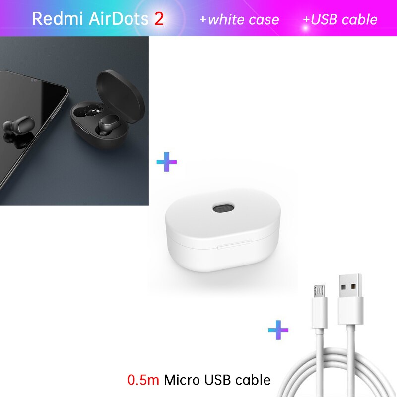 Xiaomi Redmi AirDots 2 Left=Right TWS True Wireless Stereo Bluetooth Earphone Headset BT5 True Wireless Stereo Auto Link: S add cable n white