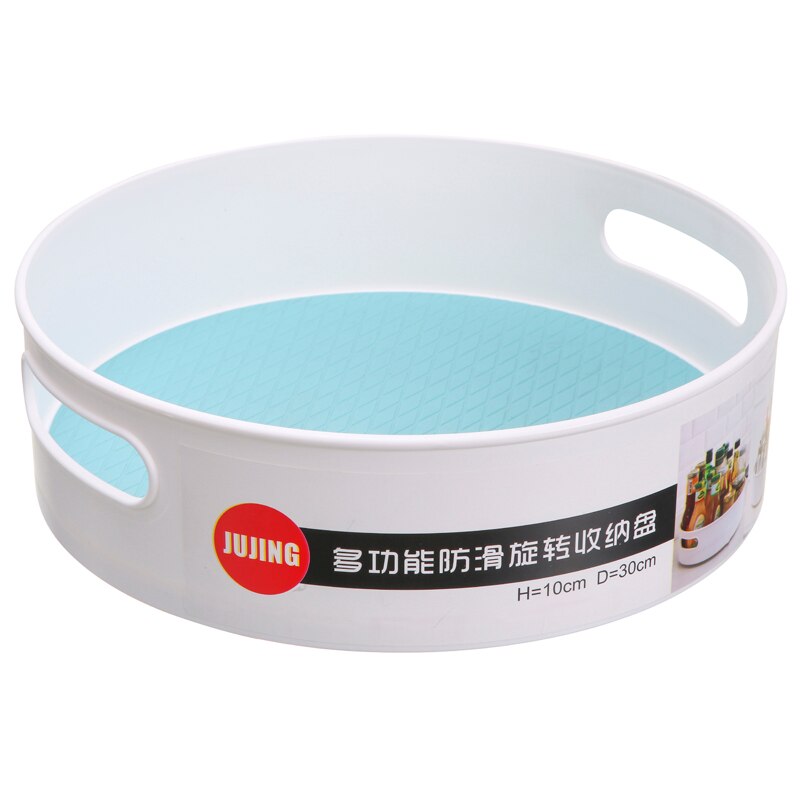 Serving Tray Platter Rotating Storage Tray Cosmetic Food Cutlery Organizer Divider Food Preservation Rolling Tray Decorative: Blue S