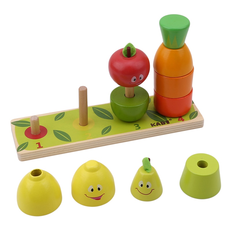 Toddler baby frugt form farve sortering legetøj børn træ stabling blok børn tidlige uddannelsesmæssige farve form kognitivt legetøj
