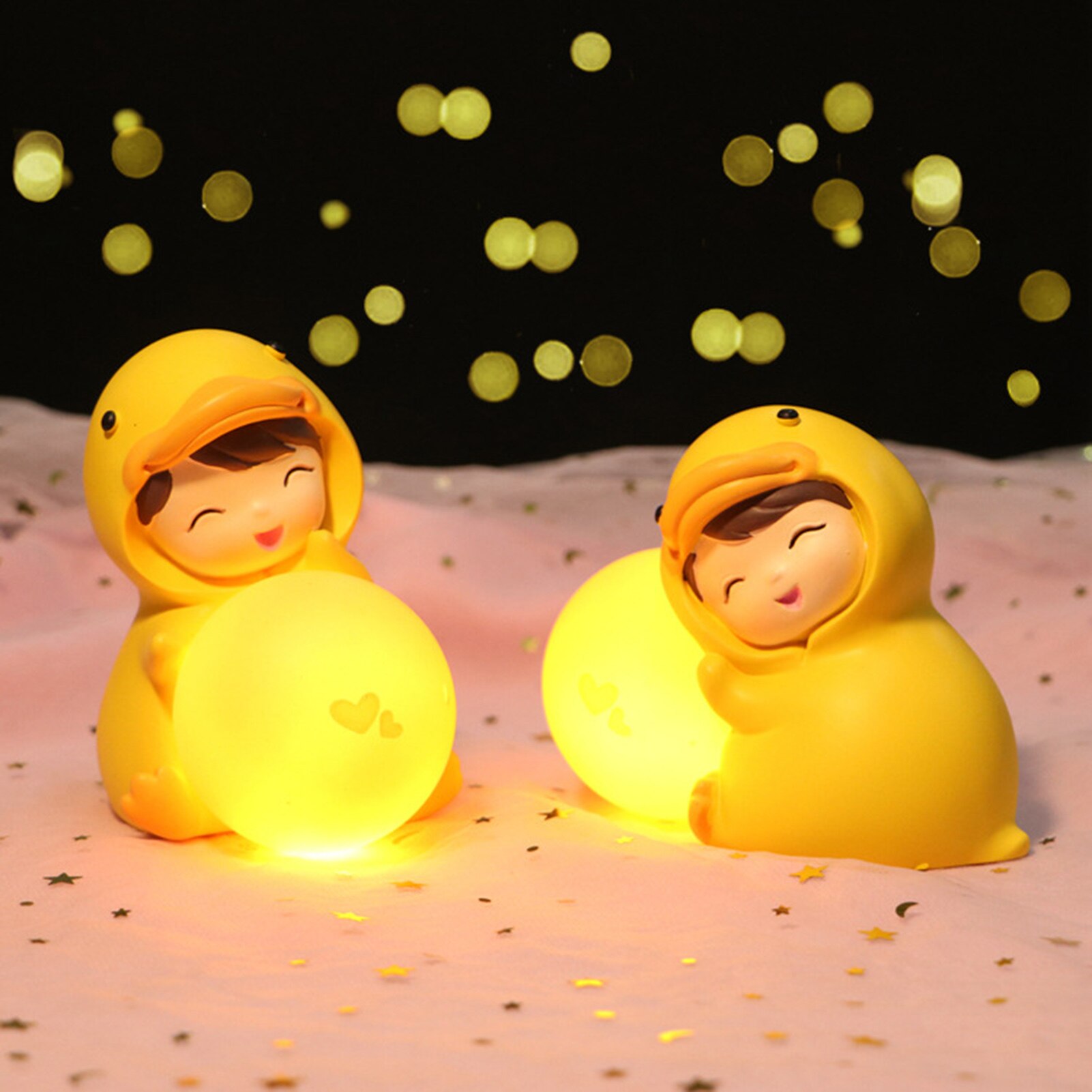 Ins Meisje Hart Poo Poo Duck Nachtlampje Cartoon Kinderen Slaapkamer Slapen Lamp Nachtkastje Lamp Decoratieve Ornamenten