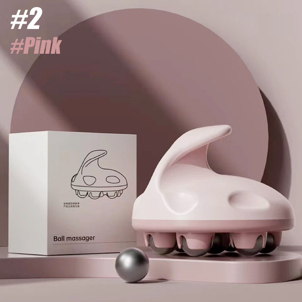 Massaggiatore a rullo manuale per massaggio anticellulite, sfera per massaggio dei tessuti profondi per schiena, collo, piedi, spalle, con 7 rulli metallici a 360 gradi: Argento