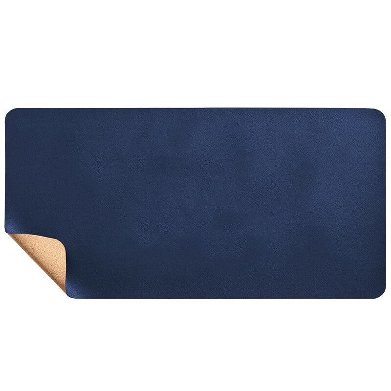 Alfombrilla de ratón de corcho Natural suave, alfombrilla de escritorio antiincrustante de PVC, impermeable, para teclado XXL, para escritorio de escritura,: Style 1 Dark Blue / 800x400 mm