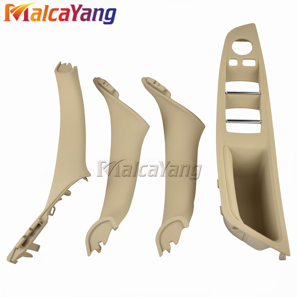 Right Hand Drive RHD For BMW 5 Series F10 F11 F18 520 Black Car Interior Door Handle Inner Door Panel Pull Trim Cover: Beige 4pcs