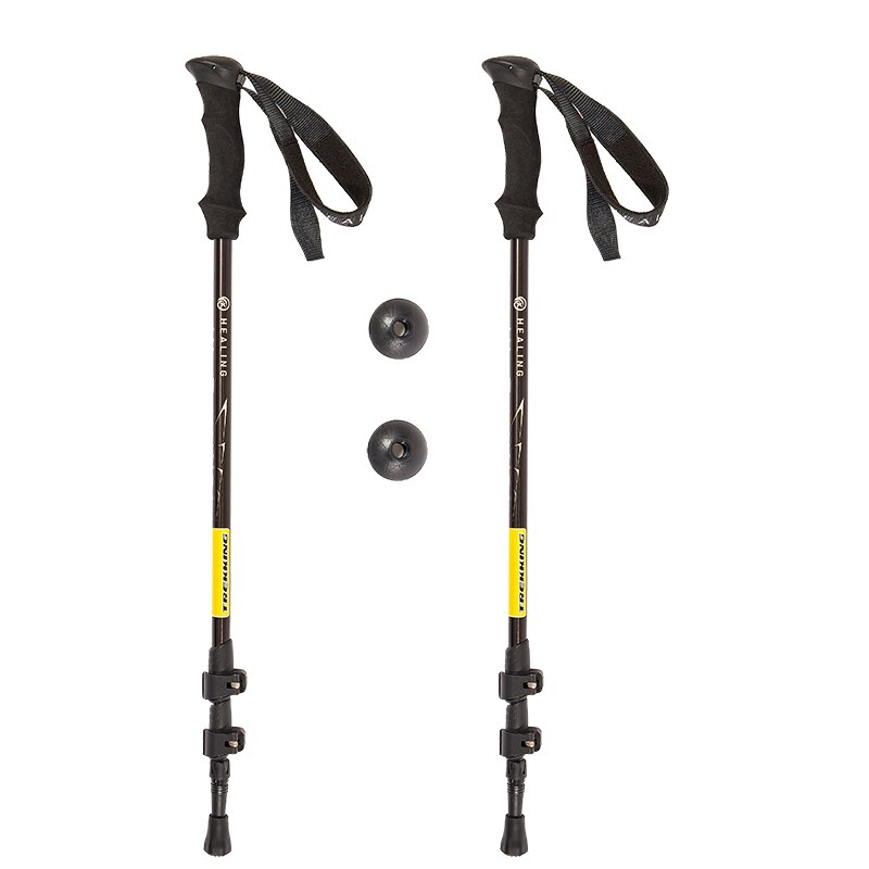 Cura-k-bastón plegable telescópico para senderismo, bastón de aluminio de 67-135cm, 3 secciones de bloqueo exterior