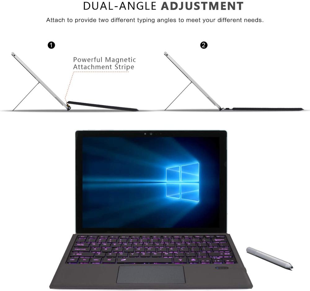 Ultra-Slim Bluetooth Keyboard Voor Surface Pro 3/4/5/6/7 Go/Go2 Tablet Toetsenbord backlight Met Touchpad Toetsenbord