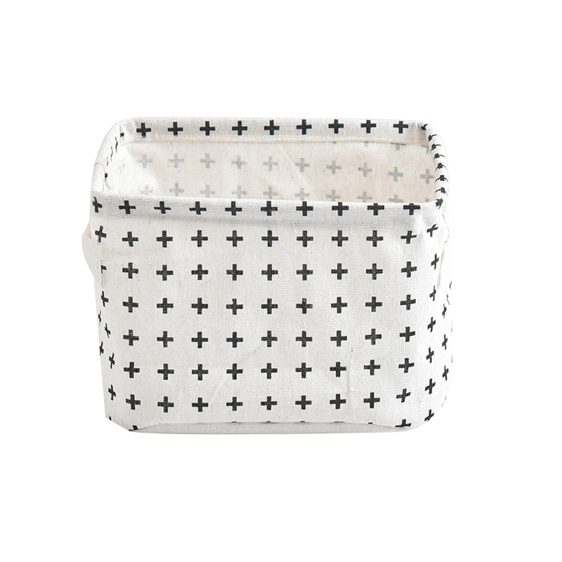 Foldable Canvas Storage Basket With Handle Cosmetic Toy Organizer Underwear Socks Clothes Storagebag Office Stationery Organizer: Orange