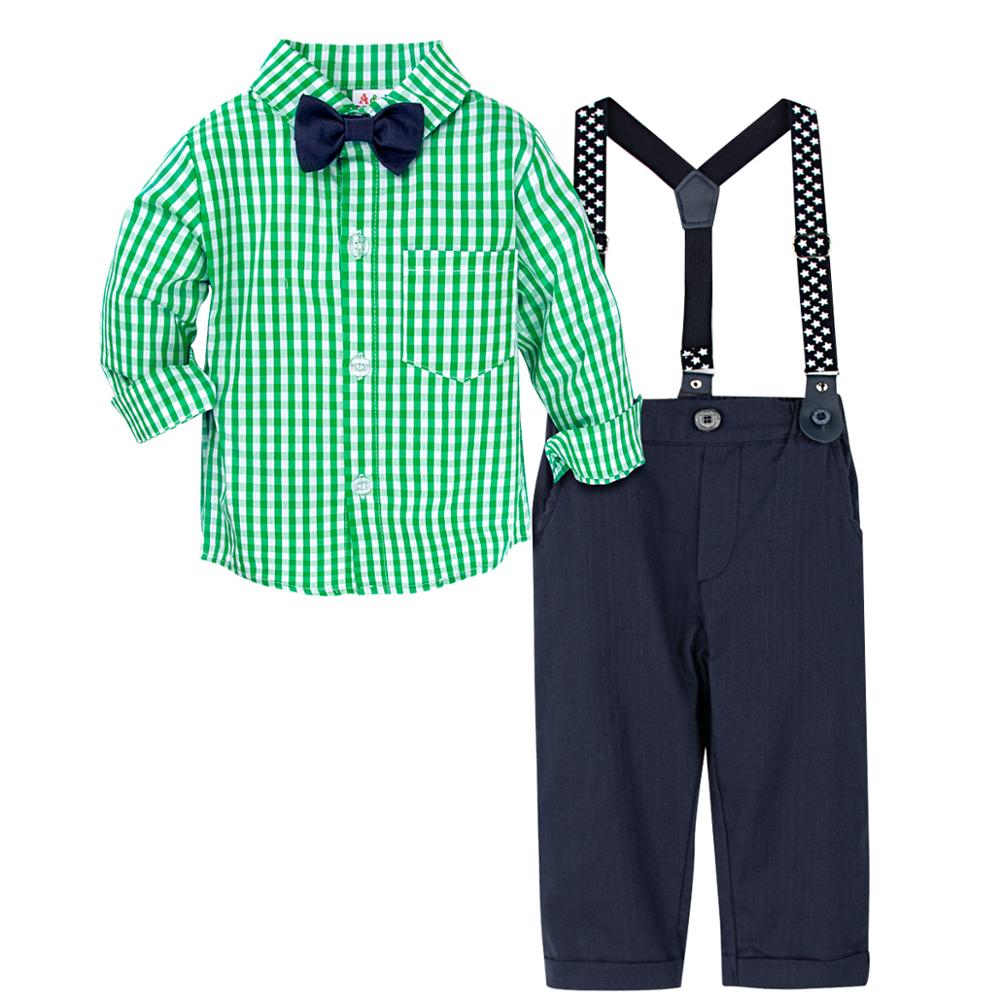 Costume de mariage pour bébé garçon enfant en bas âge anniversaire Gentleman tenue enfants vêtements ensemble chemise à carreaux jarretelle ensemble