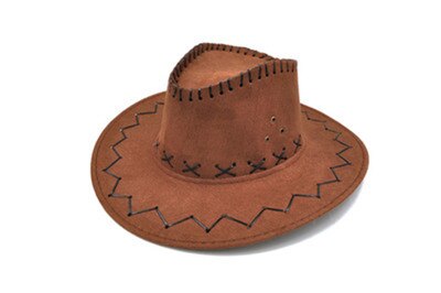 Cowboy hat male women's general hat cowboy hat Suede Look Wild West Fancy Dress Mens Ladies Cowgirl Unisex Hats: Brown
