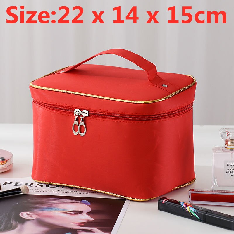 Women&#39;s Makeup Bag Travel Organizer Cosmetic Vanity Cases Beautician Necessary Beauty Toiletry Wash Storage Pouch Bags Box: Red