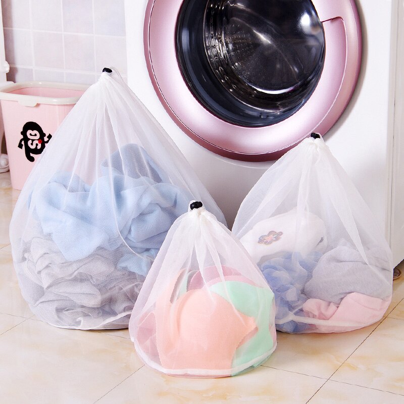 Juego de 3 bolsas de malla para lavar ropa de viaje, bolsa de lavandería con cordón para ropa, calcetines y ropa