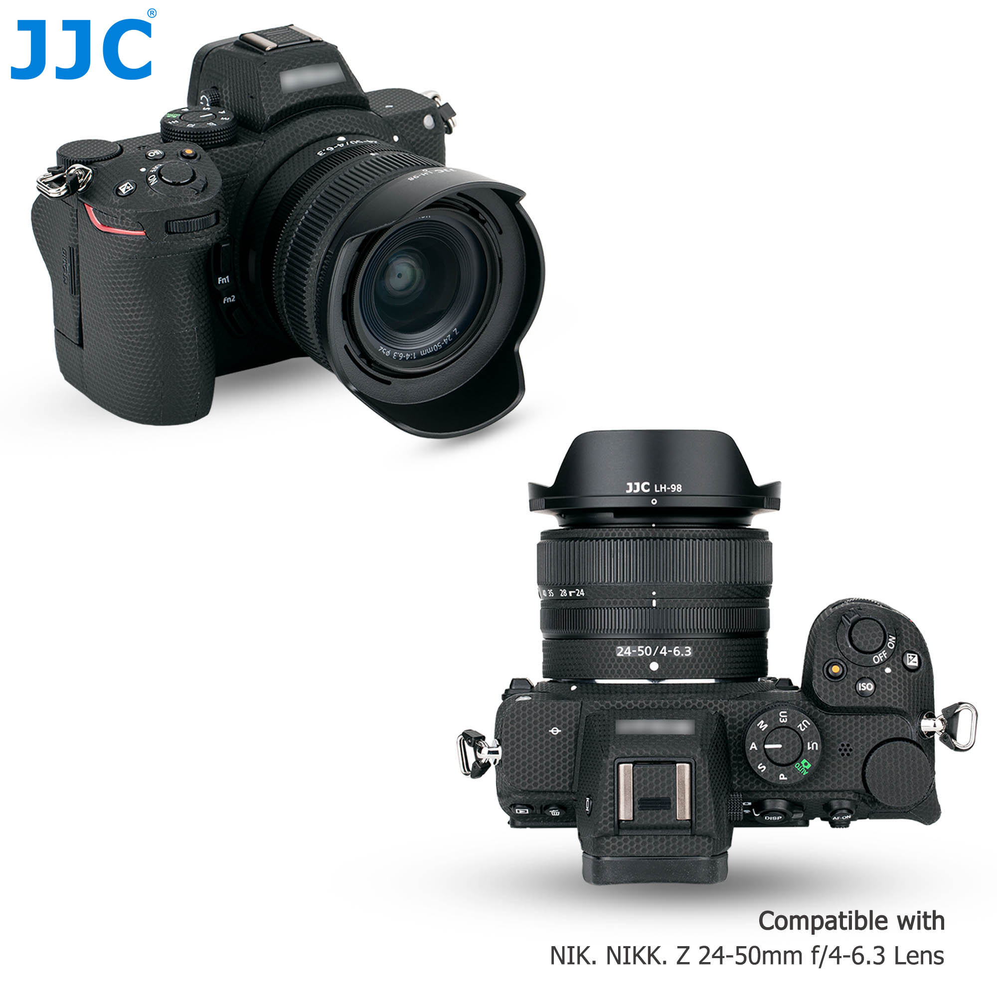 Jjc HB-98 Omkeerbare Dedicated Zonnekap Shade Voor Nikon Nikkor Z 24-50Mm F/4-6.3 lens Op Nikon Z5 Z6 Z7 Z6II Z7II Camera