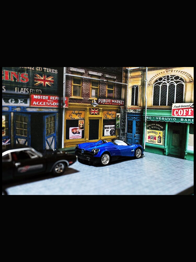 1/64 Garage Parkplatz Straße Szene Schießen Bord Diorama Geeignet für druckguss Auto Modell Sammlung Anzeige