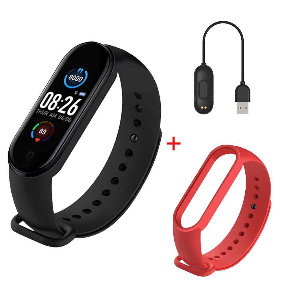 Smart Horloge Vrouwen Mannelijke Fitness Tracker Bloeddruk Smartwatch Mannen Sport Horloges Valentijnsdag Cadeau Voor Vrouw: Red Black