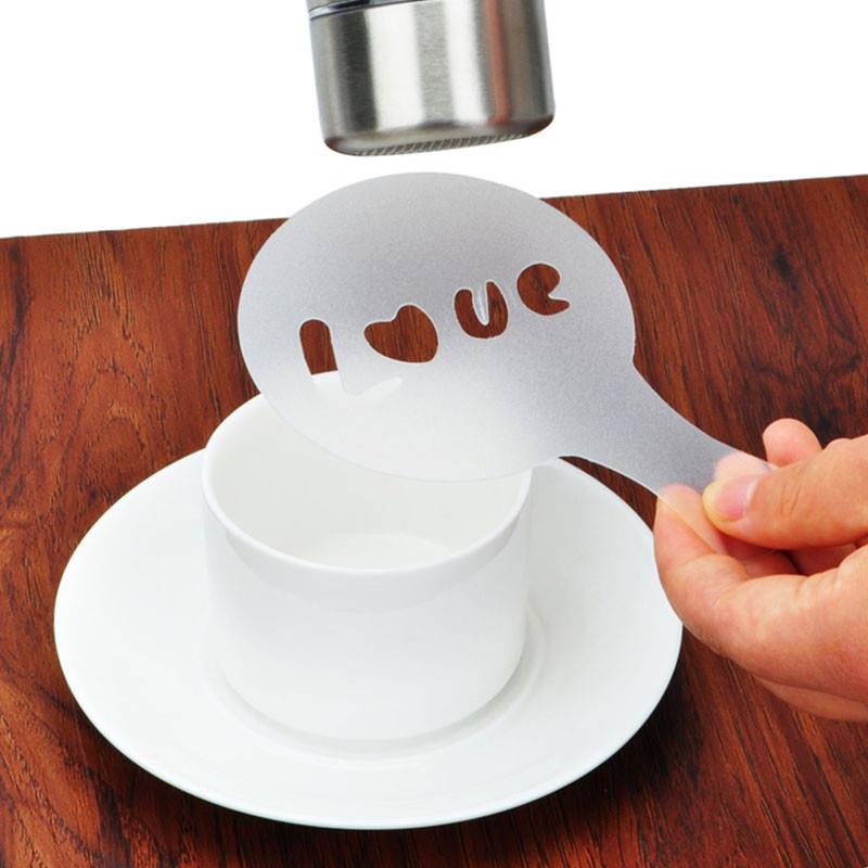 Kunst 16 stuks/set koffiesjablonen  c0 ffee decoratiemal koffietool chocoladevormen latte shaker latte