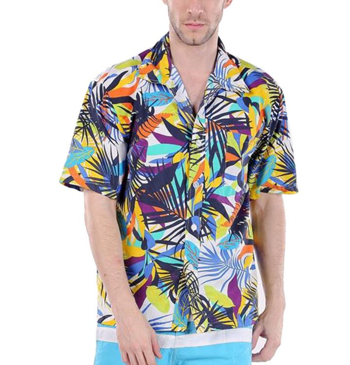 Regelmatige Fit Heren Katoen Korte Mouw Hawaiian Shirt Zomer Casual Bloemen Shirts Mannen Plus Size M-3XL Tops: B / XXL
