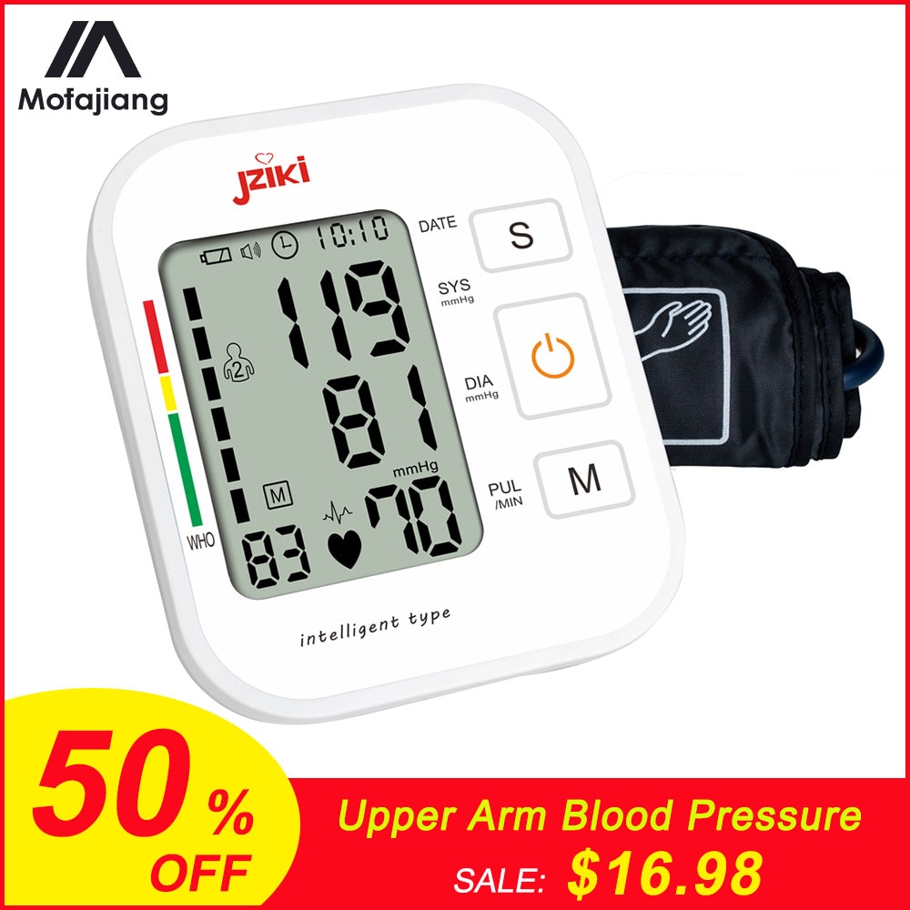 Elektrische Bovenarm Bloeddrukmeter Digitale Heart Beat Rate Pulse Meter Met Voice Alarm Automatische Bloeddrukmeter