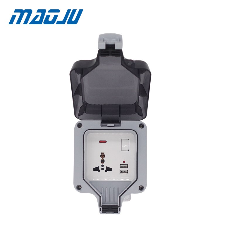 one gang 3 holes USB outdoor waterproof socket