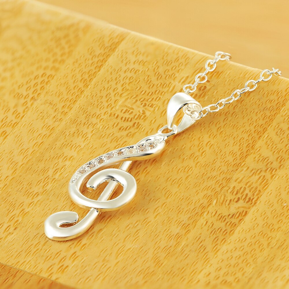 Mode Eenvoudige 925 Zilveren Ketting Muzieknoot Hanger Zilveren Ketting Bruiloft Bruiloft Sieraden