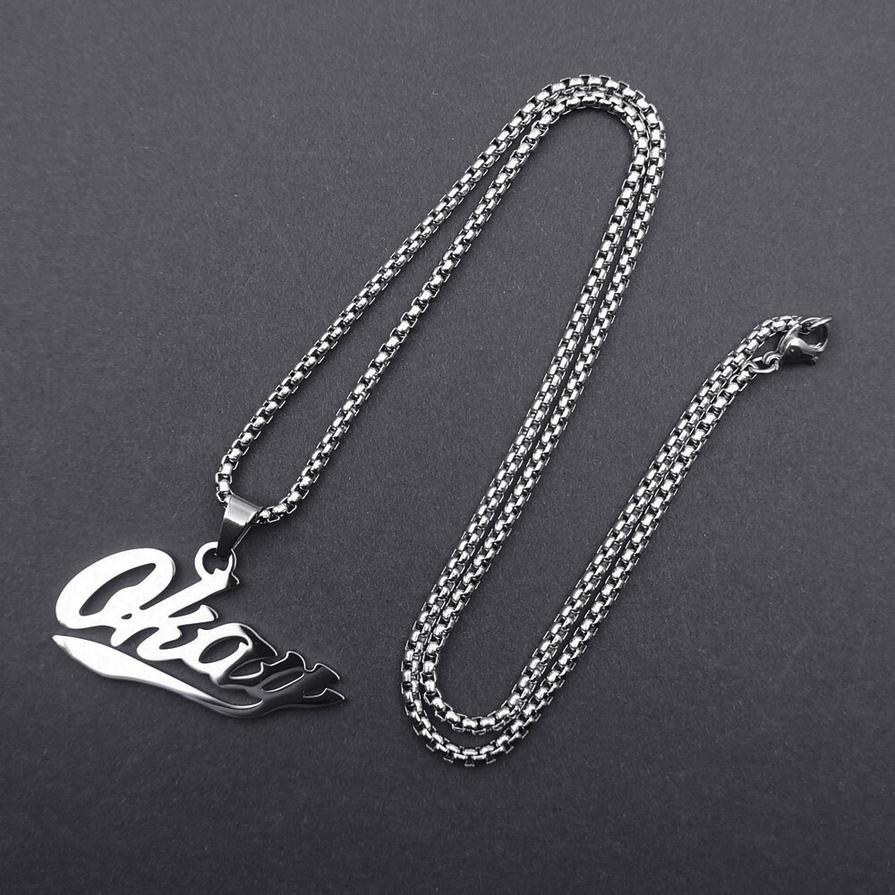 FIREBROS-colgante de acero inoxidable para hombres y mujeres, joyería de estilo Hip-Hop, Rock, con letras chapadas en la llama,: 1020S Silver Color