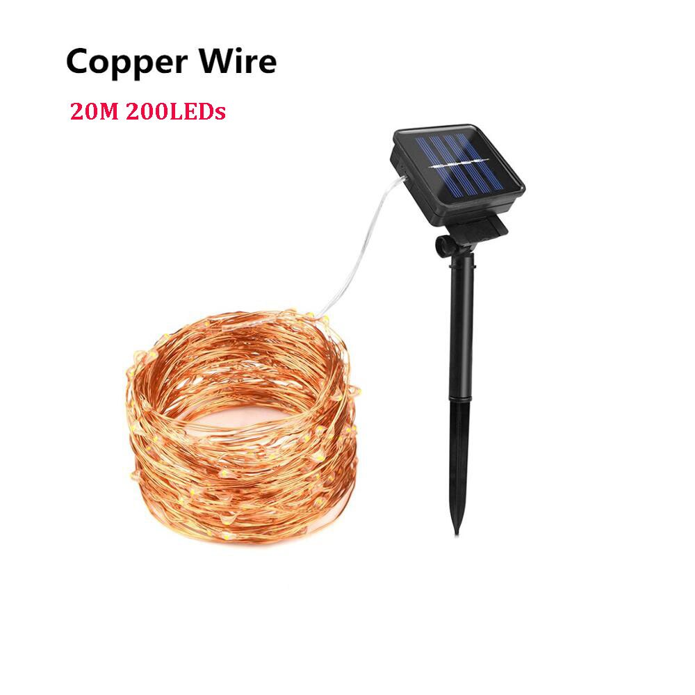 Zonne-energie Wandlamp Outdoor Verlichting Led Fairy String Lights Straat Lamp Zonlicht Buiten Balkon Tuin Licht Decoratie: 20M Copper Wire / White