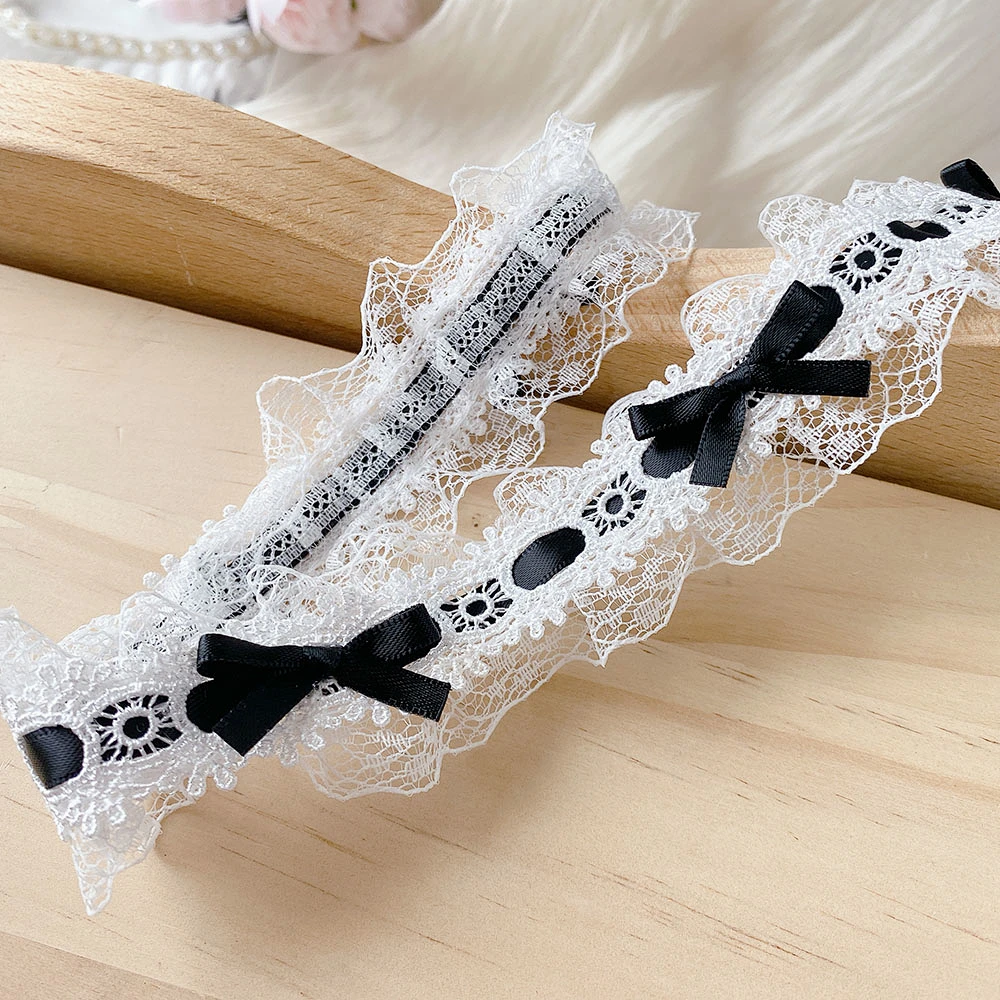 Rubans décoratifs en dentelle avec nœud de 2 mètres, pour artisanat, robe de soirée, couture, fournitures de travaux manuels, tissu fait à la main, emballage , coupe noire: Black