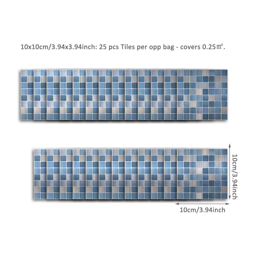 Funlife® Blue Metallic Mosaic Tile Sticker Peel&amp;Stick Self-Adhesive Kitchen Backsplash Wall sticker kitchen DIY Easy to Clean