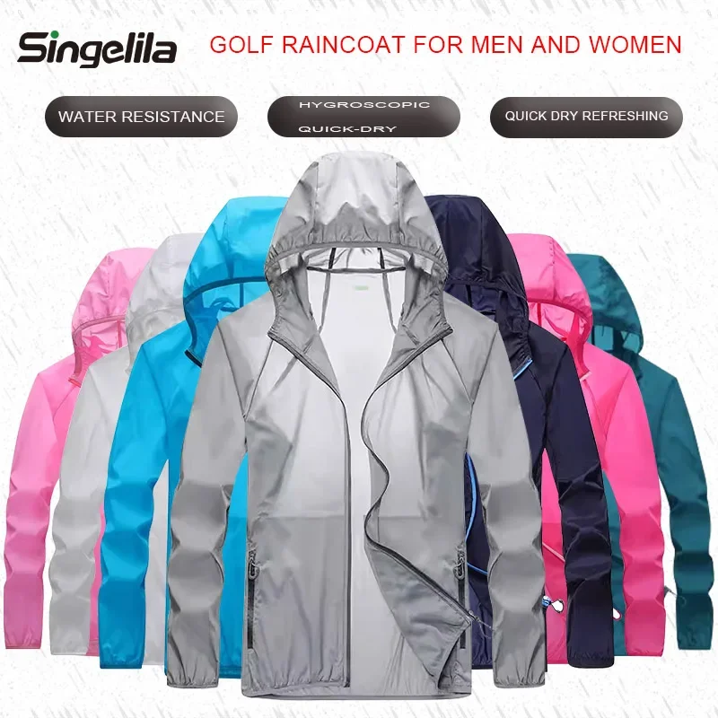 Golf Raincoat Lightweight Jacket Adult Waterproof Outdoor Motorcycle Cycling Hiking Fishing Rain Protection Gear M/XXXXL