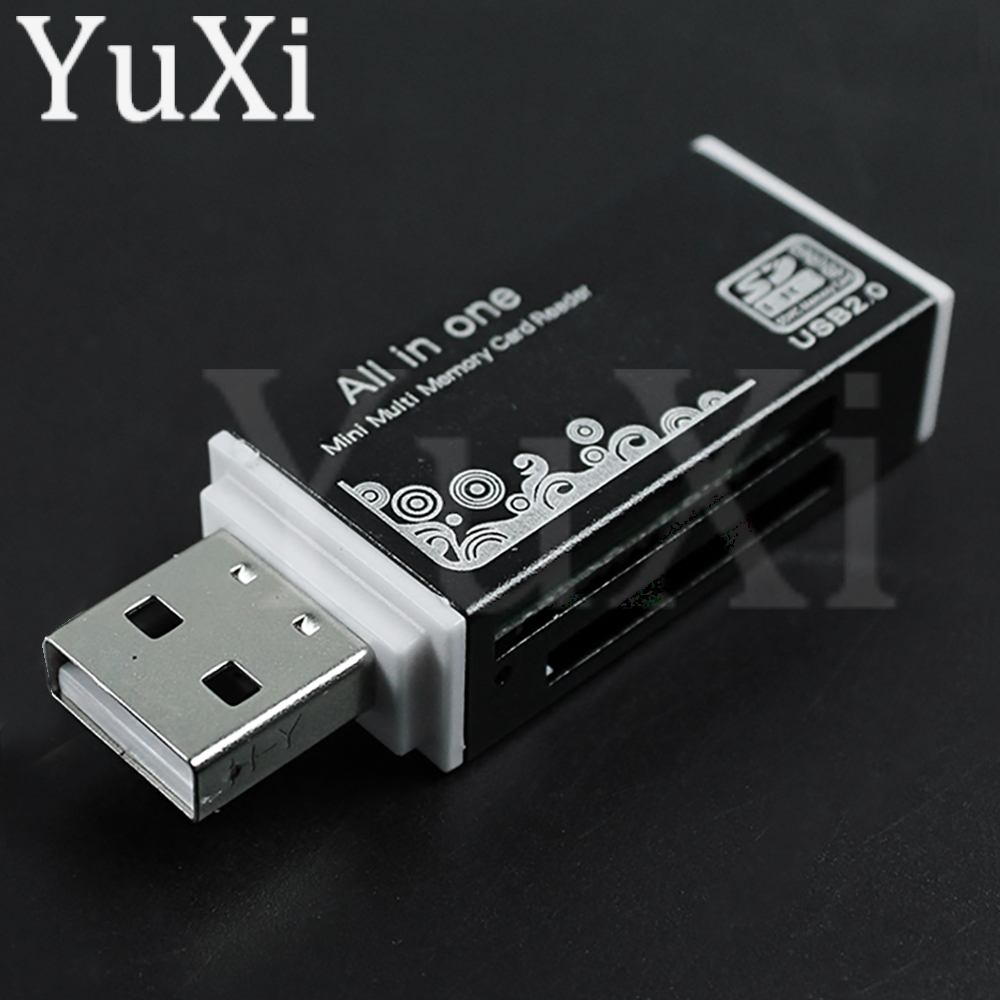 Lector de tarjetas USB 2,0, lector de tarjetas multimemoria todo en 1 para SD TF MS M2, adaptador de tarjeta SDHC, enchufe para ordenador portátil, PC de escritorio, 1 ud.: Negro