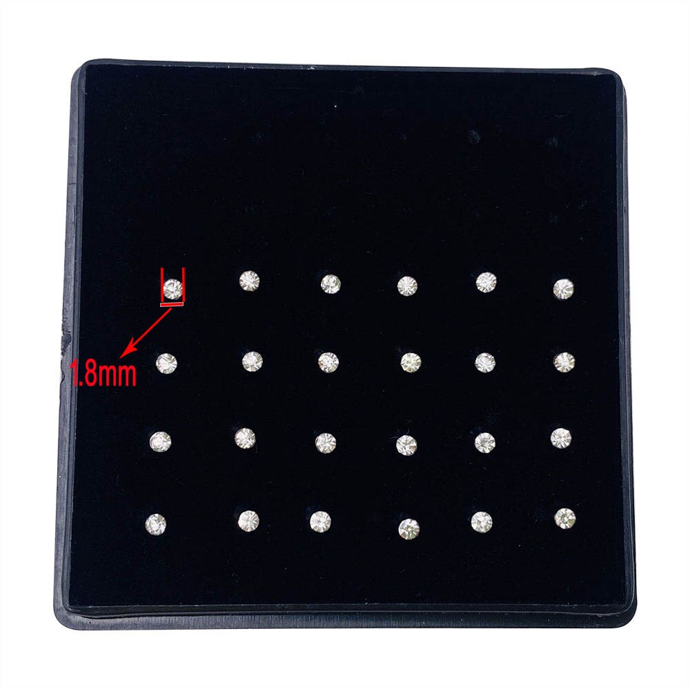 60/24pcs Set di borchie per naso in cristallo in acciaio inossidabile Set di Piercing per naso in acciaio chirurgico per donna: 24pcs White 1.8mm