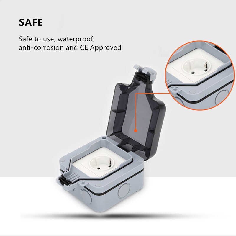 IP66 Waterproof Outdoor Accessories Wall Socket 16A Universal Switched Socket Outside Use Electrical Socket Multitools