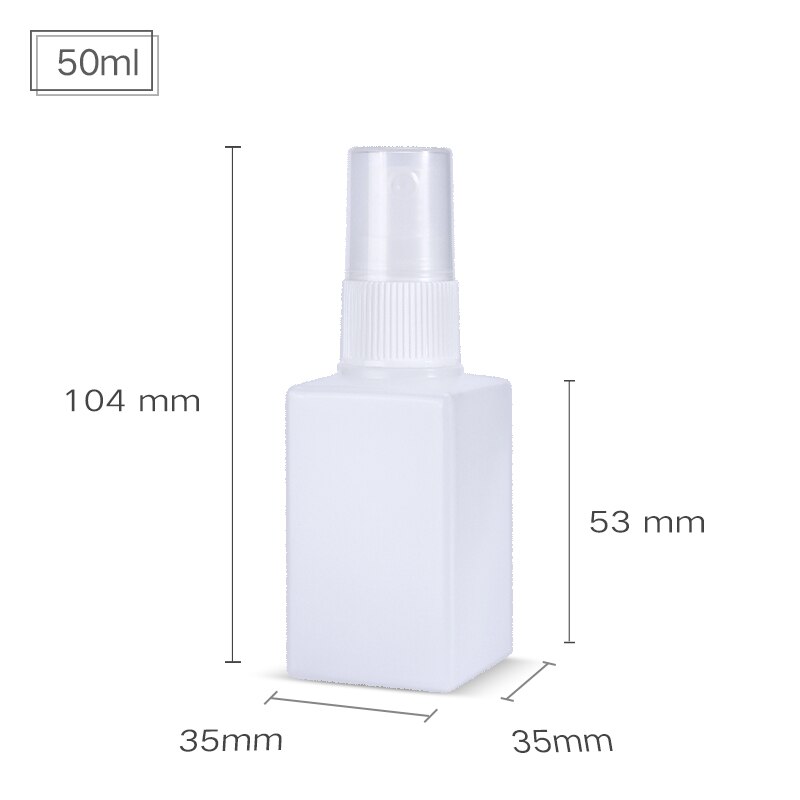 Umetass firkantet fin tåge sprayflaske 50ml 100ml pe plast kosmetikbeholdere tomme rejseflasker 1 stk.: 50ml gennemskinnelig