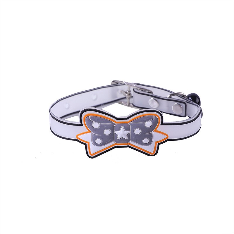 Collier lumineux en Silicone Fluorescent pour chat, avec cloches, anneau de cou pour chien et chat, accessoires lumineux Anti-perte: grey bowknot
