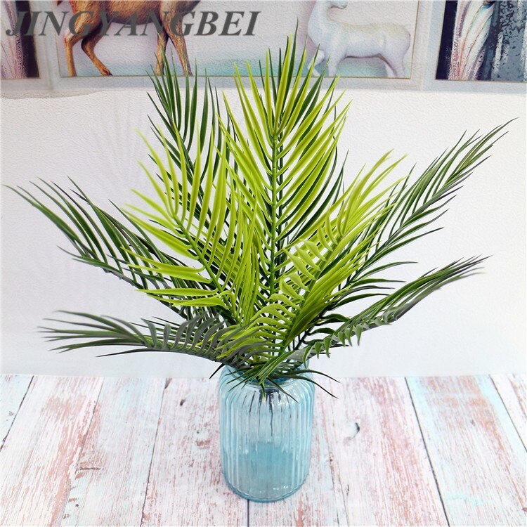 9 kopf 52cm Künstliche Palme Grün Blatt Pflanzen Kunststoff Vergossen Bonsai Blätter Garten Hause Hochzeit Tisch Ornamente Dekoration