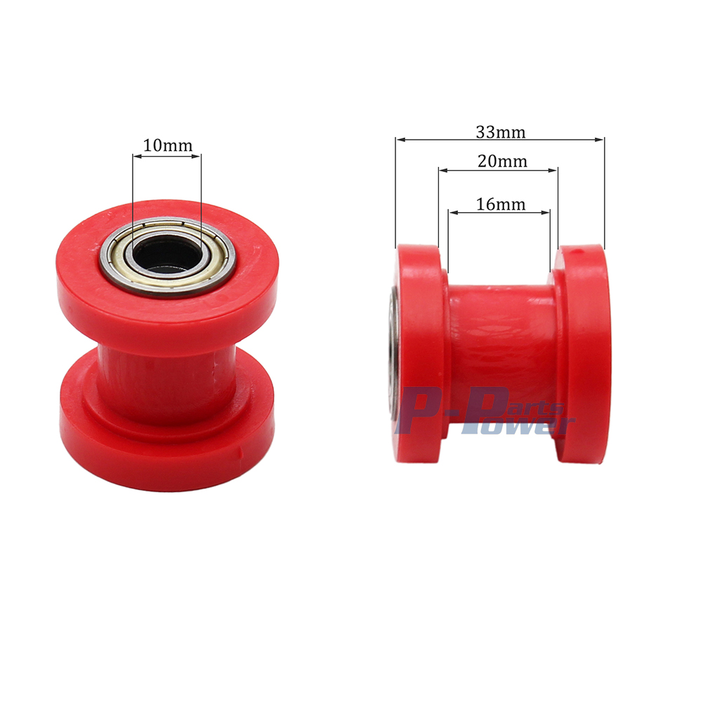 Red 10mm Chain Roller Slider Tensioner Wheel Guide Pit Dirt Mini Bike ATV Motorcycle