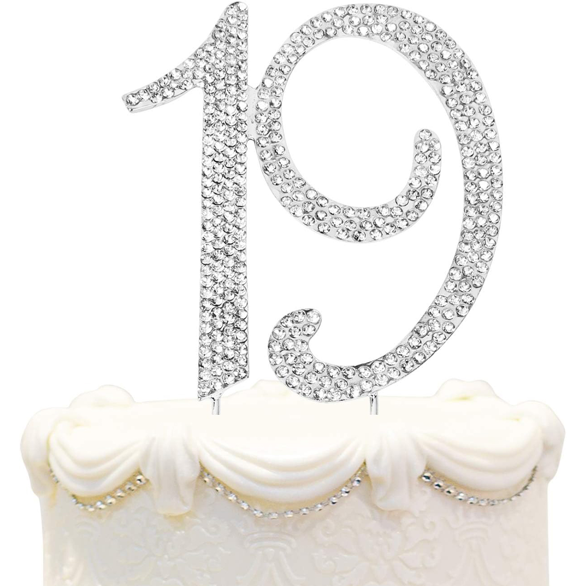 60 Sparkly Rhinestone Decoration Cake Topper - Premium Silver Metal - 60th Birthday or Anniversary Party Makes a Great Centerpie: army green