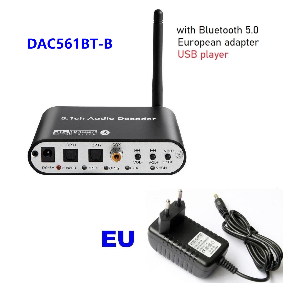 Digital 5.1 eu lyddekoder dolby dts /ac3 lydkonverter utstyr lpcm  to 5.1 analog lyd lydadapter forsterkerkonverter: Brun