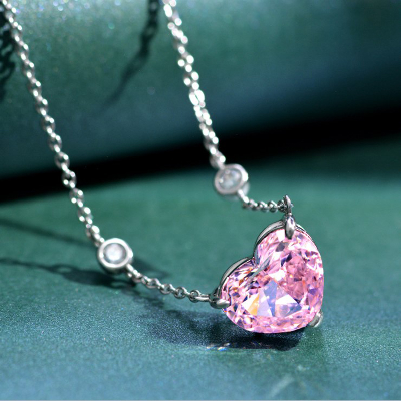 Oevas 100% 925 sterling silber 10*12mm smaragde hochkohlenstoff diamant eisblumen-anhänger halskette für damen party feiner schmuck: Rosa
