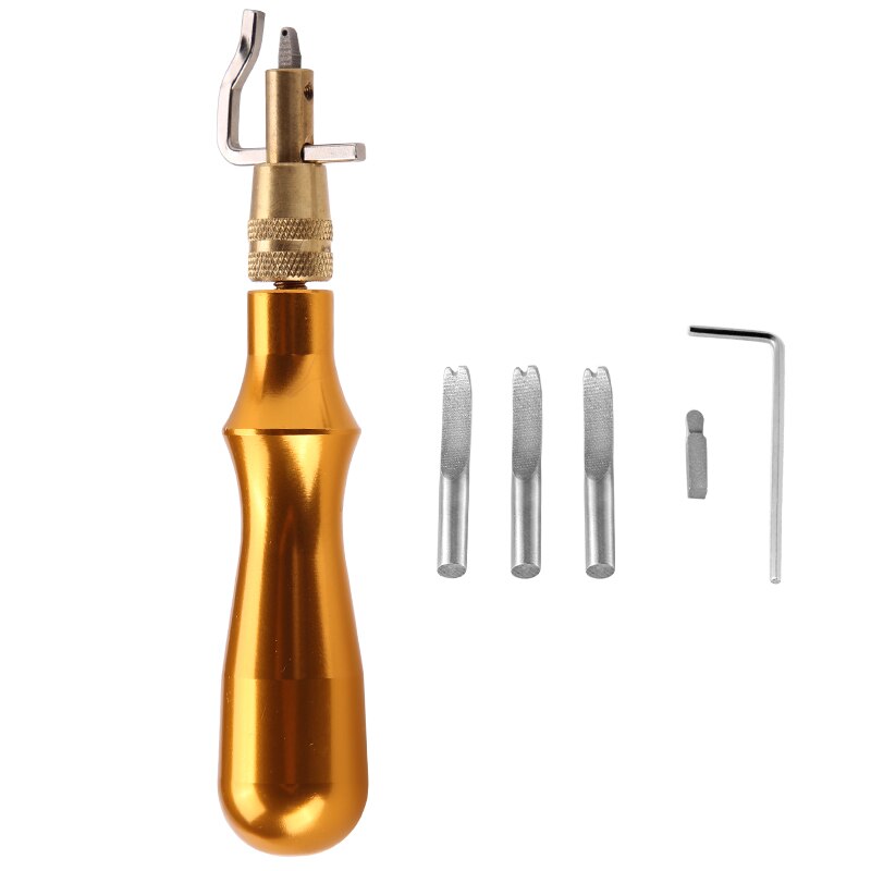 KAOBUY Multicolor Adjustable Leather Edge Stitching Groover Leather Stitching Tool And Edge Press Kit Adjustable Stitching: gold
