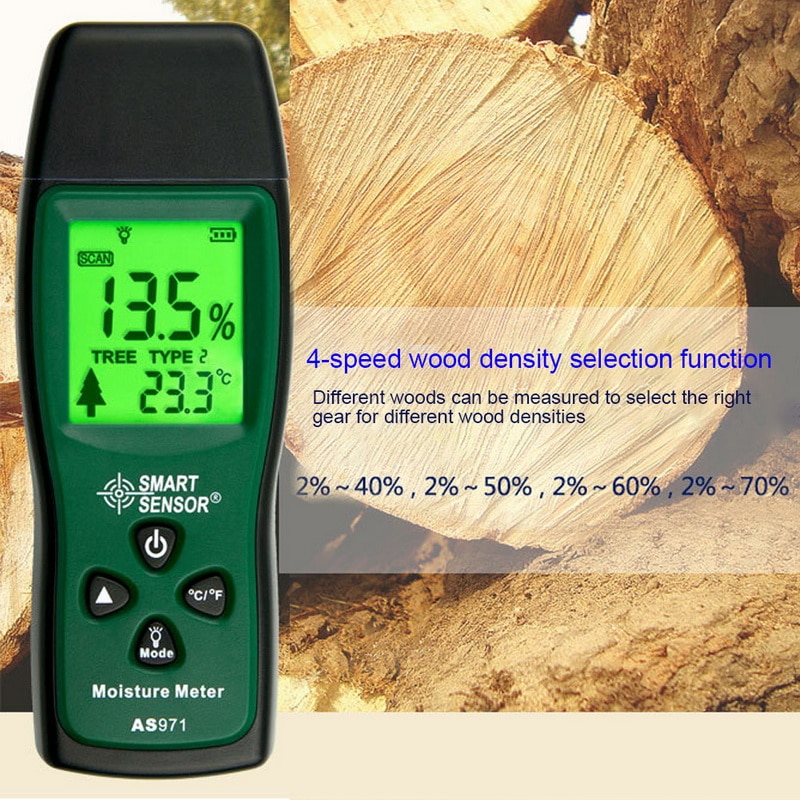 Handheld Two Pins LCD Digital Wood Moisture Meter , Humidity Tester Timber Damp Detector Paper Moisture Meter Test Range 2%~70%