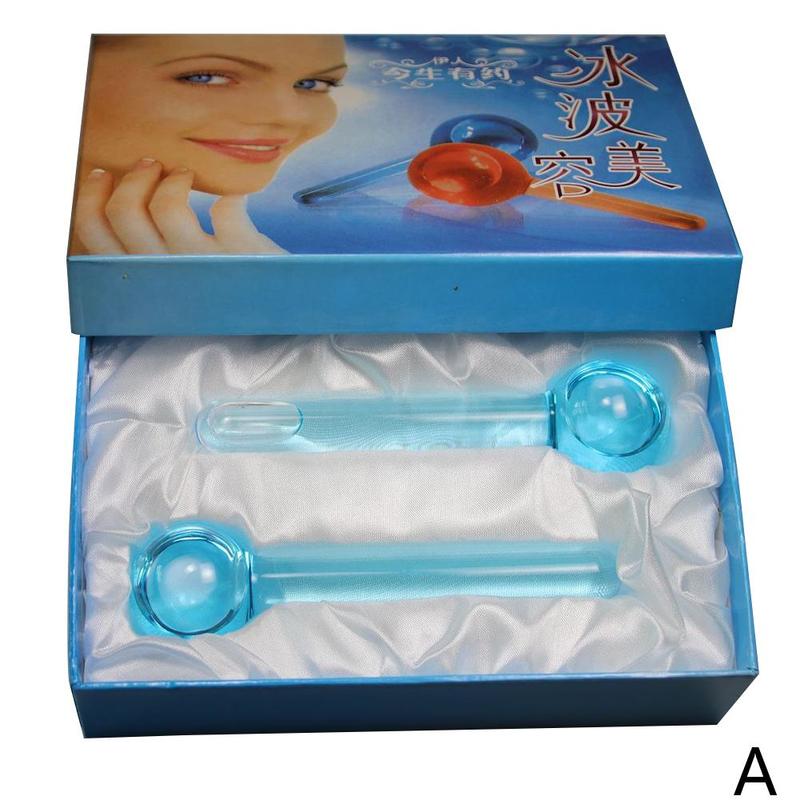 Rodillo de frío para masaje facial y cuello para mujer, bola de cristal antiarrugas cómoda, 2 uds.: SMALL