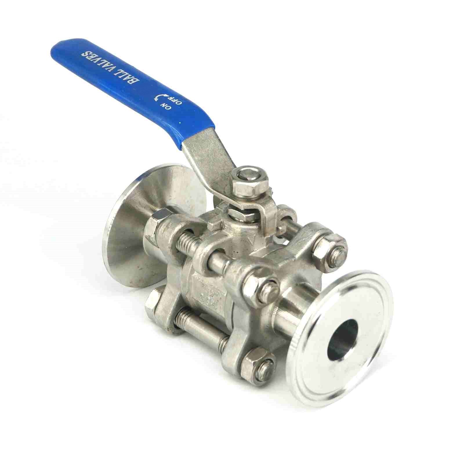 Fit 19mm 3/4" Pipe OD 1.5" Tri Clamp SS304 Stainless Steel 3-Piece Type Ball Valve