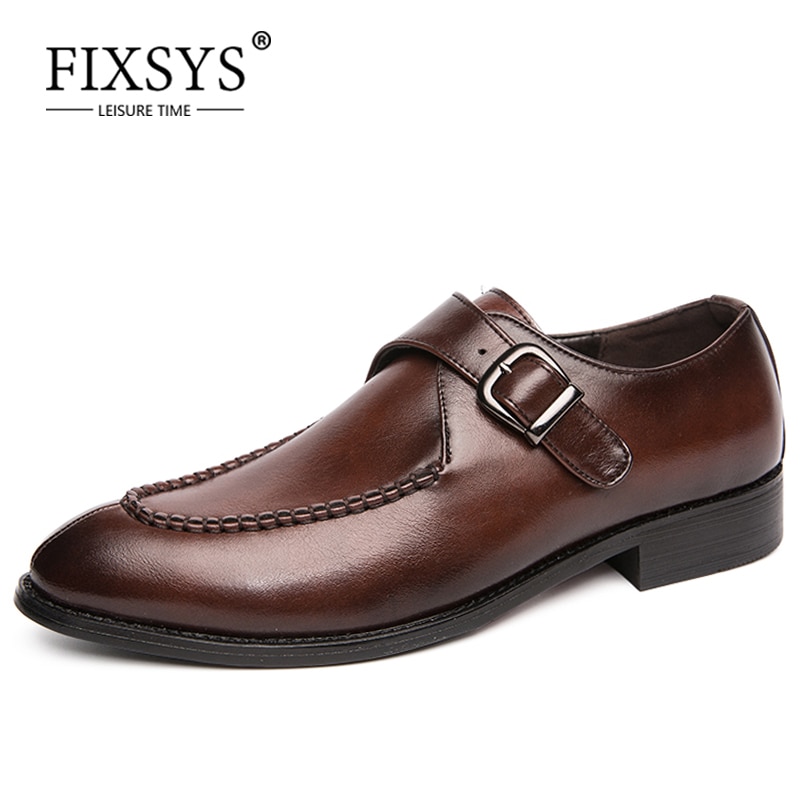 Tosjc män spännen klänning loafers man spetsiga tå oxfords handgjorda munkband skor andas slip-on formella skor affärsskor