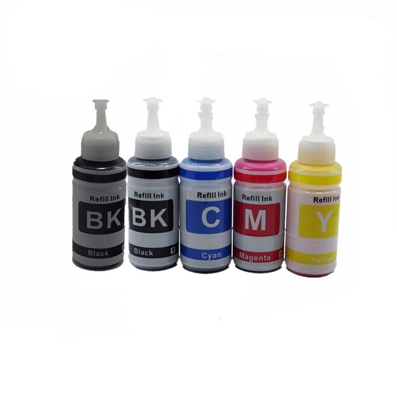 Inchiostro Dye OEM 4 di colore Kit di Ricarica di Inchiostro 70ml per-Epson L100 L110 L200 L210 L300 L355 L120 l130 L1300 L220 L310 L365 L455 L550 L565: 1SET 1BK 5X70ML