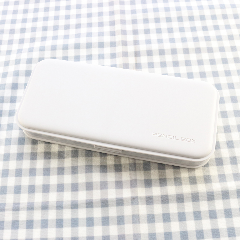 Domikee cute classic Korean plastic school student pencil case large capacity macaron color pencil box stationery supplies: Light Grey